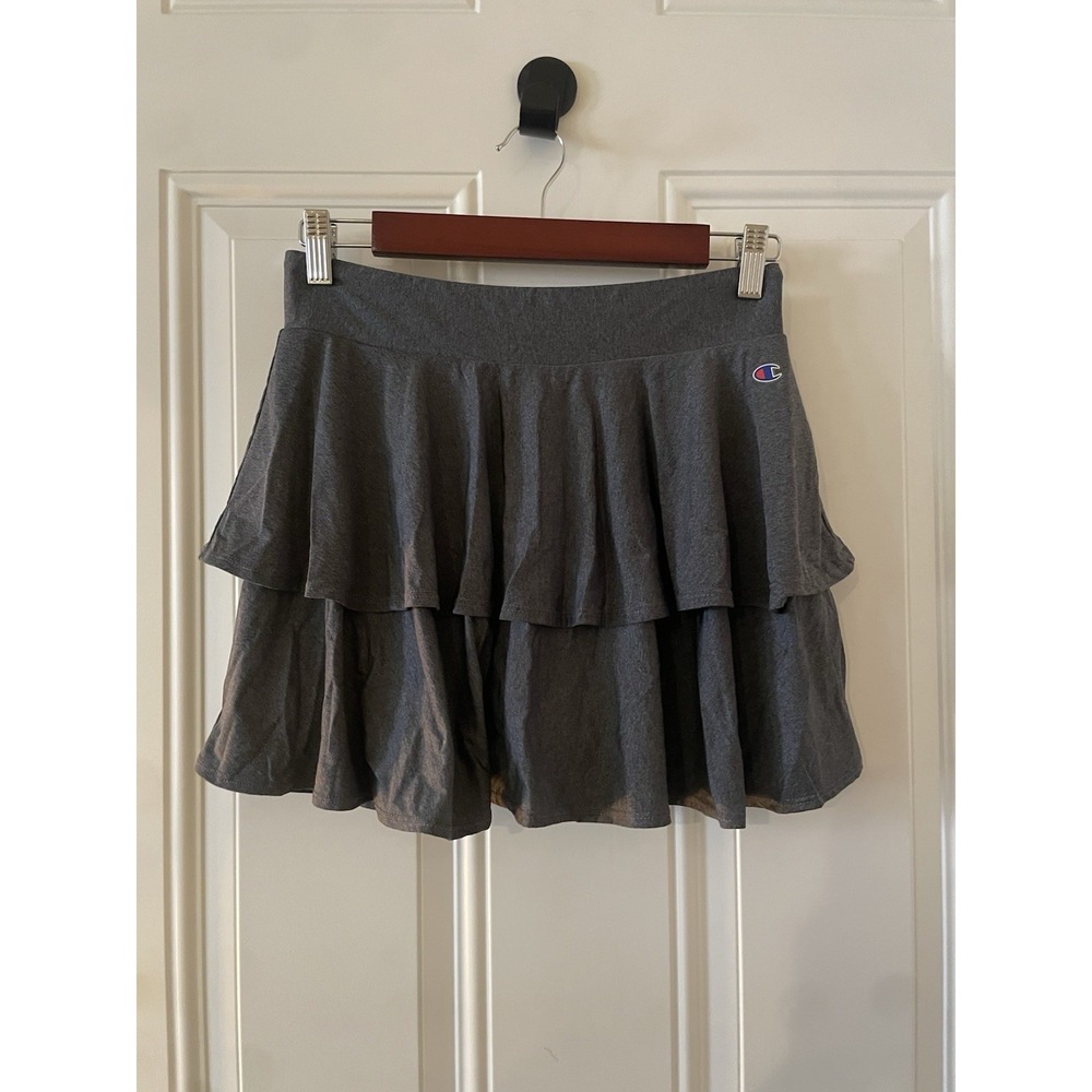 Champion Youth Girls 14/16 Skort Skirt  Shorts Gray Athleticwear Tiered Ruffles